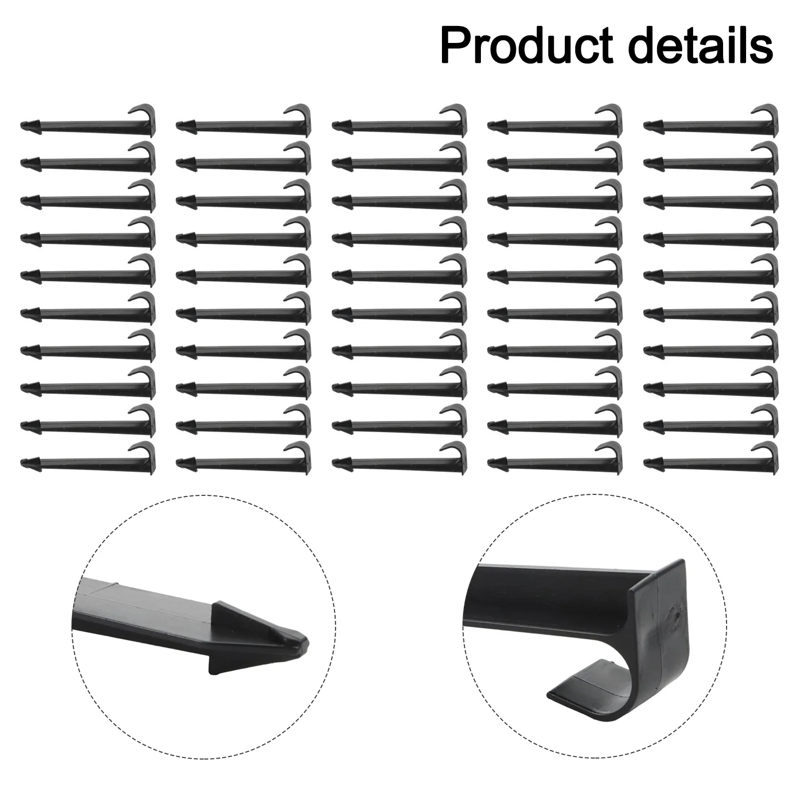 Black High Quality Set Ground Stakes Line 50PCS C-Type DN16 Hold Landscape Pegs Pipe Spikes Tube Garden Holder
