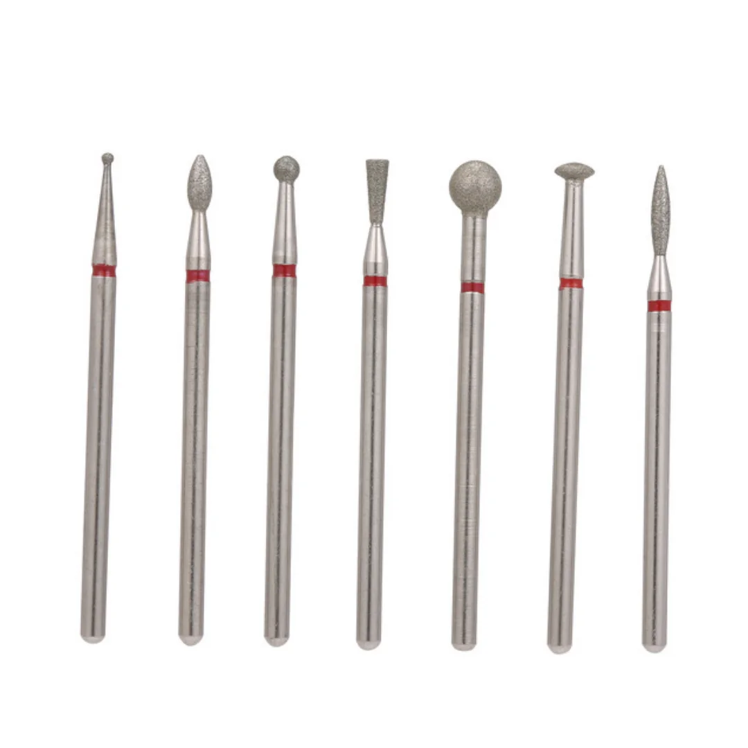 7개 세트 네일 드릴 비트 다이아몬드 커터 매니큐어 큐티클 버 밀링 커터 페디큐어 네일 액세서리 도구 네일 파일