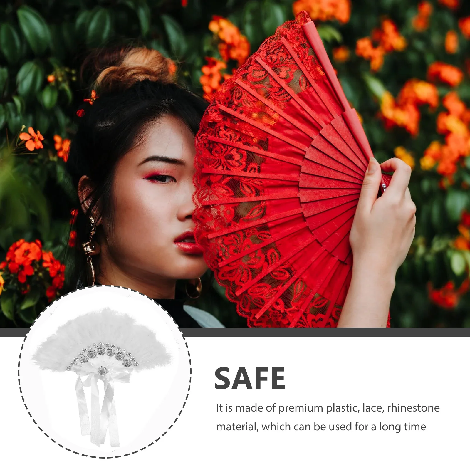 

Premium Wedding Fan with Rhinestone Plume Design Handheld Decorative Fan for Bride Party Festival Dance Show Wall Hanging