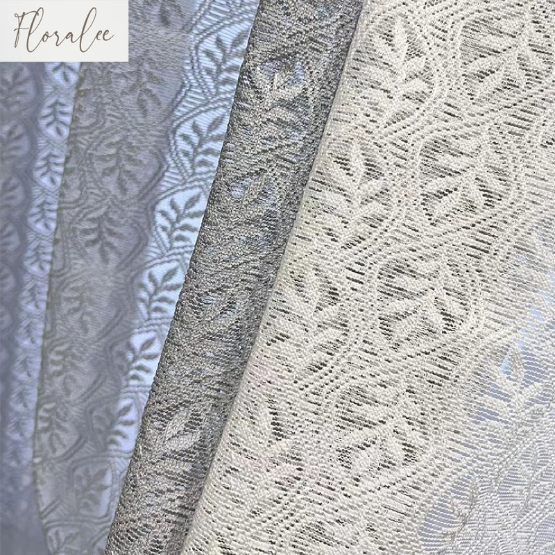 American Lace Leaf Embroidery White Window Screen Curtains For Living Room Bedroom French Window Balcony Window Customized Size