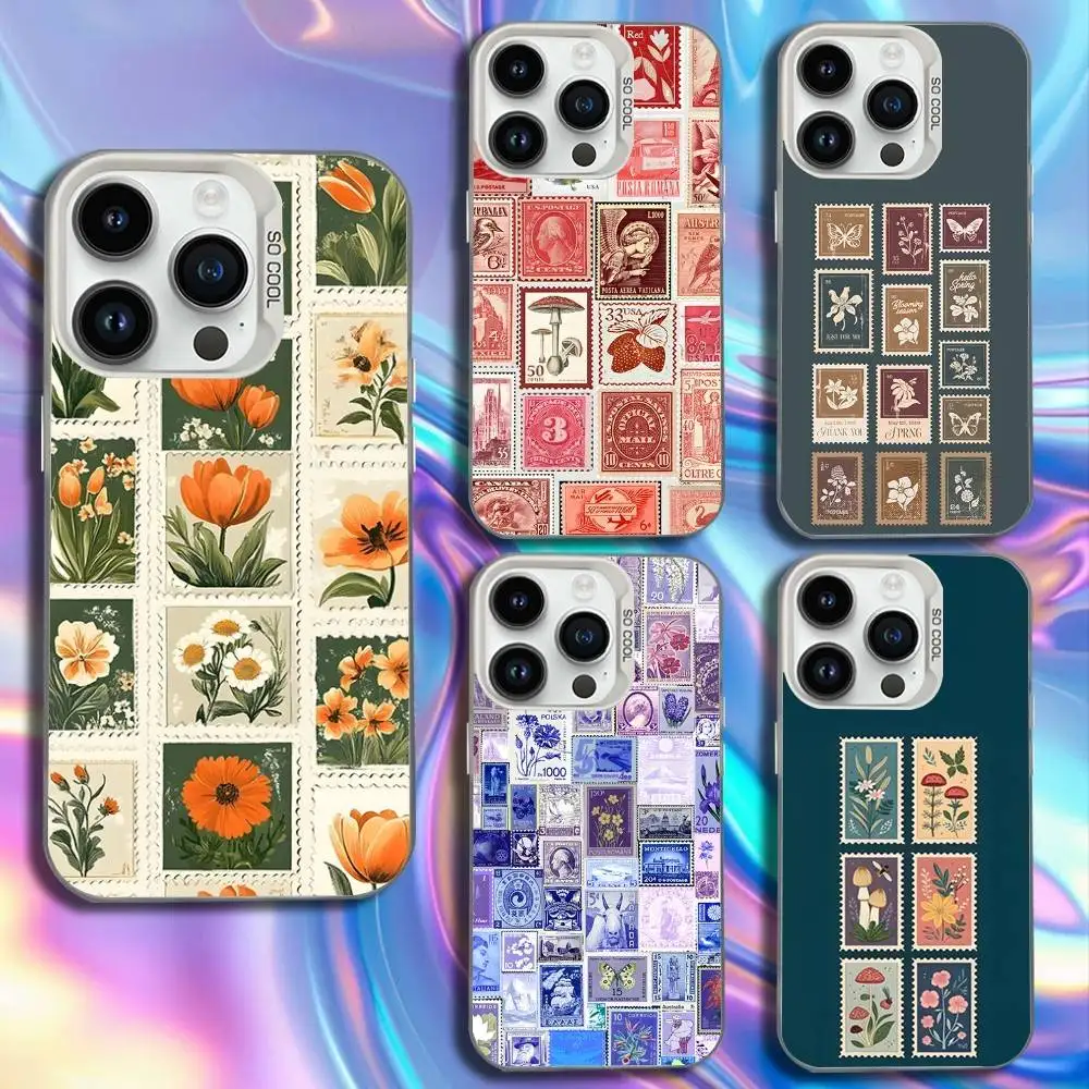 

Stamp Pattern Phone Case For iPhone 17,16,15,14,13,12,11,Mini,Pro,SE,MAX White Matte Shockproof Cover