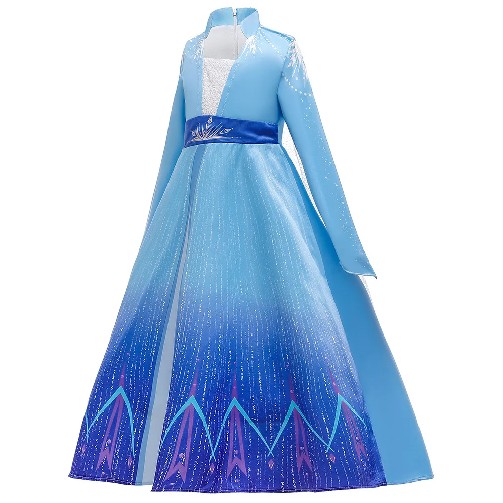 Disney Frozen 2 Girls Dress Elsa Princess Cosplay Costume Kid Long Sleeved Cloak Fancy Children Gowns Vestidos Snow Queen 2-10T