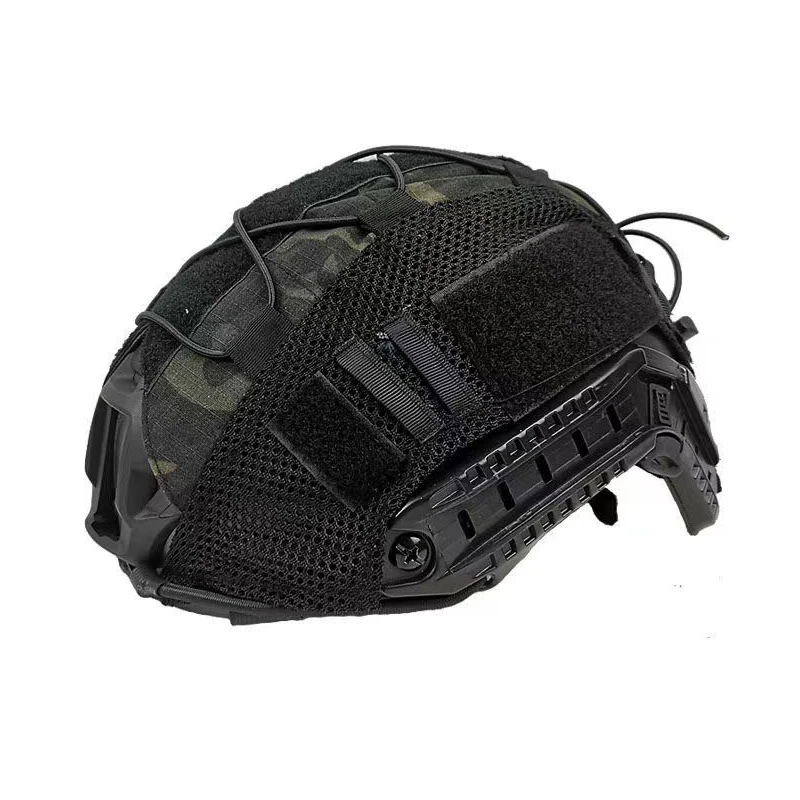 Taktische Helmabdeckung Camo FAST Airsoft High-Cut Helmstoff Jagd- und Schießhelm-Zubehör mit Elastikkordel