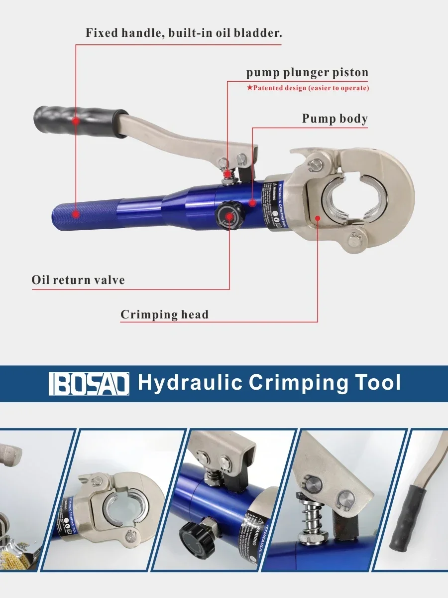 Hydraulic Pex Pipe Crimping Tools Pressing Plumbing Stainless Steel and Copper Pipe with forTH,U,V,M,VUS,VAU jaws