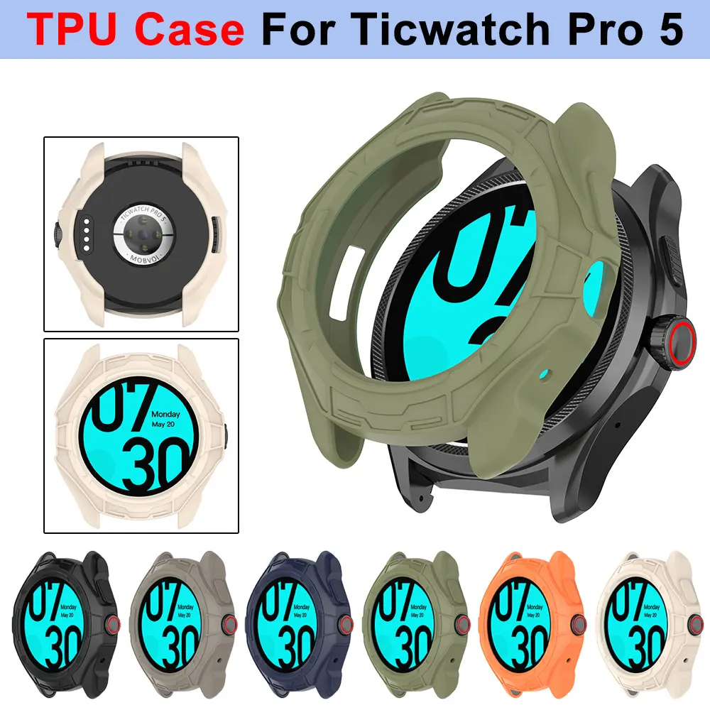 

For Ticwatch Pro 5 TPU Case Cover Accessories Soft Protection Shell Frame Bumper For Ticwatch Pro 5 Smart Watch Protector