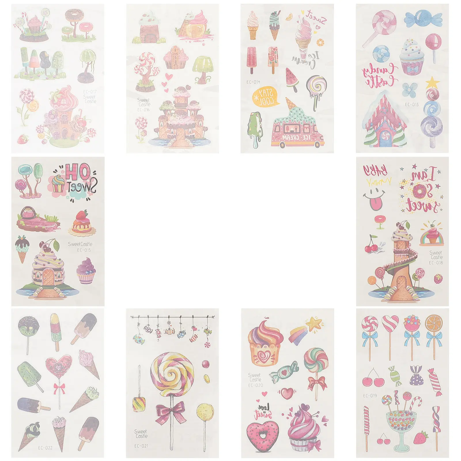 

10 Sheets Waterproof Temporary Tattoos Stickers for Kids Body Decal Easy Compact Festival Outing Performance Party