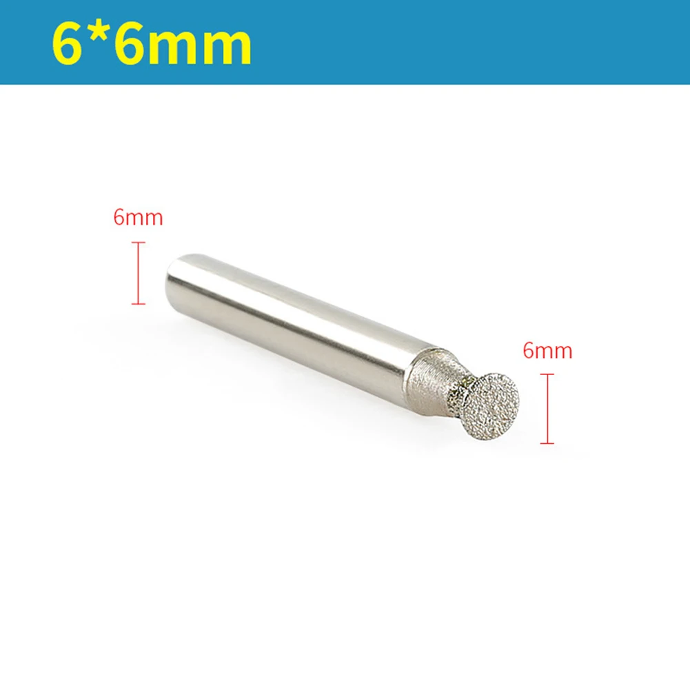 6-30mm Diamond Burr Carving Grinding Bit 6mm Shank For Stone Marble Ceramic Jade Carving Drill Burrs Polishing Engraving Tool