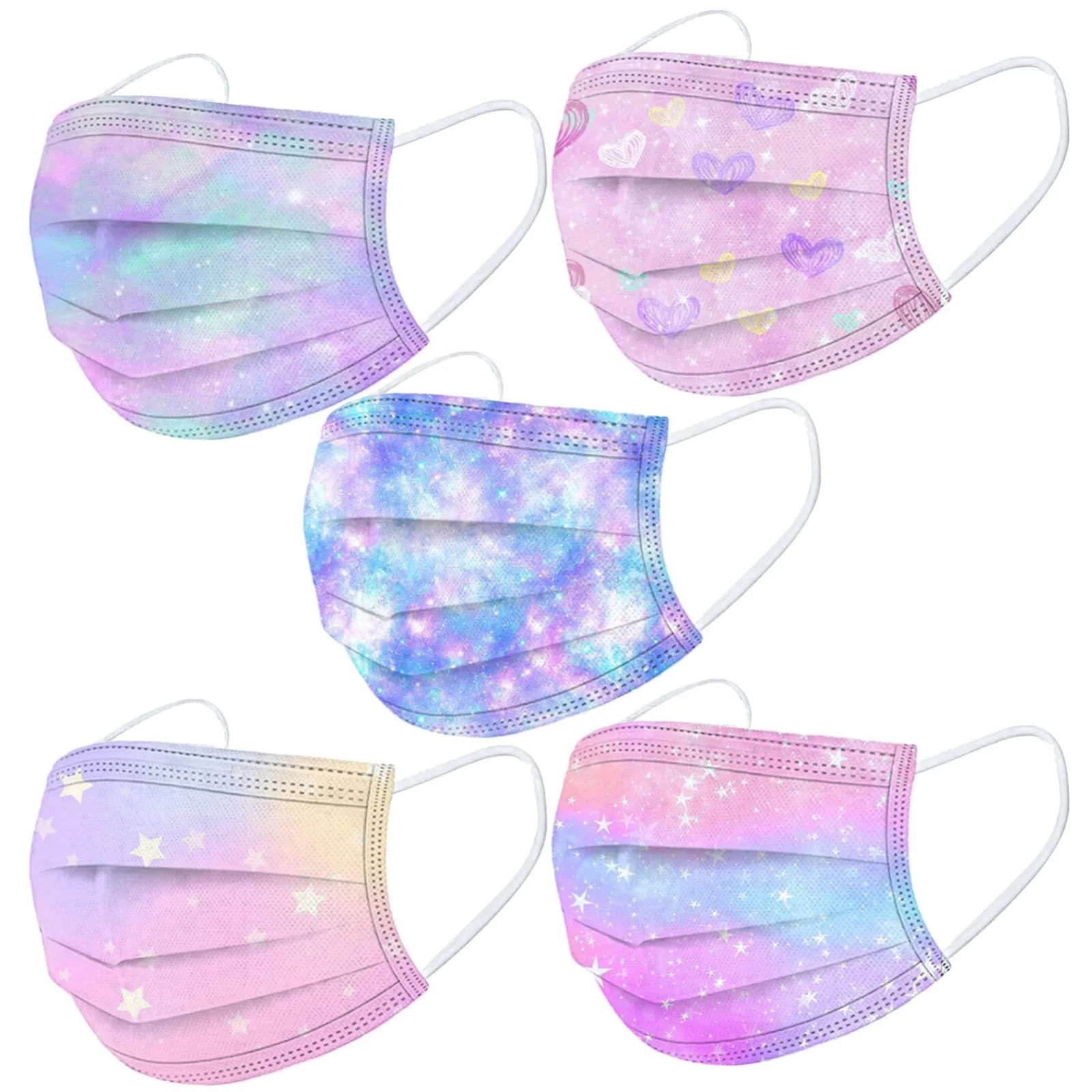 Children Gradient Star Printed Three-Layer Outdoor Dust-Proof Disposable Mask 50PCS