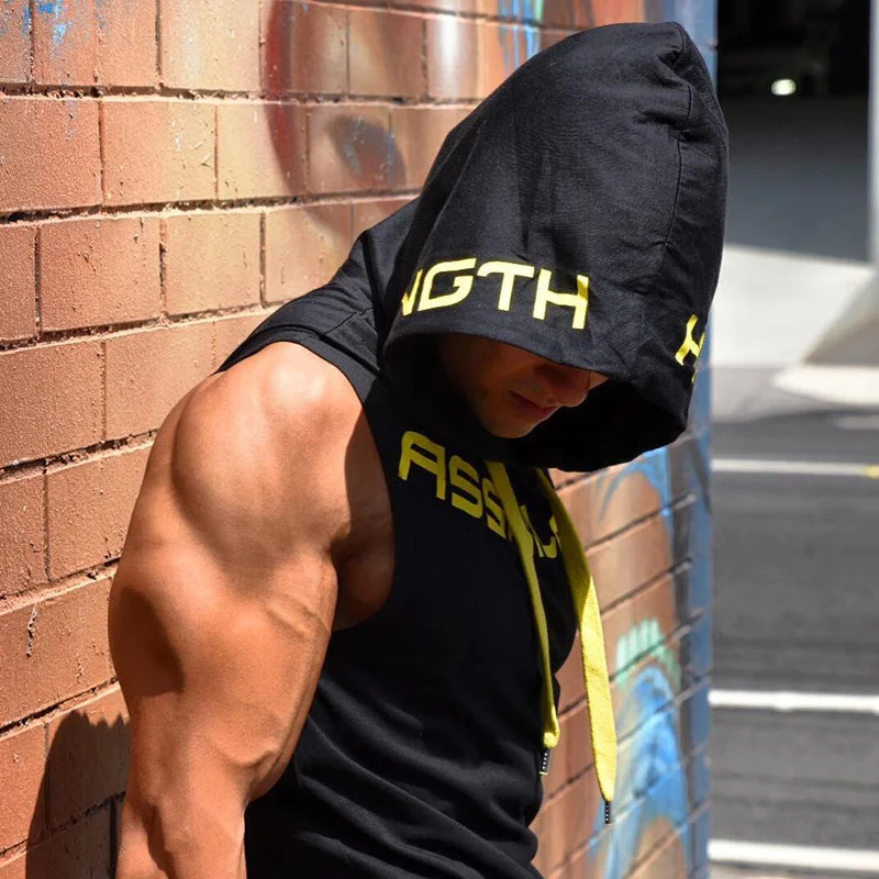 Men Tank Tops Gym Clothing Fitness Sleeveless Hoodies Vests Cotton Singlets Men Joggers Vest Bodybuilding Casual Clothing image 6