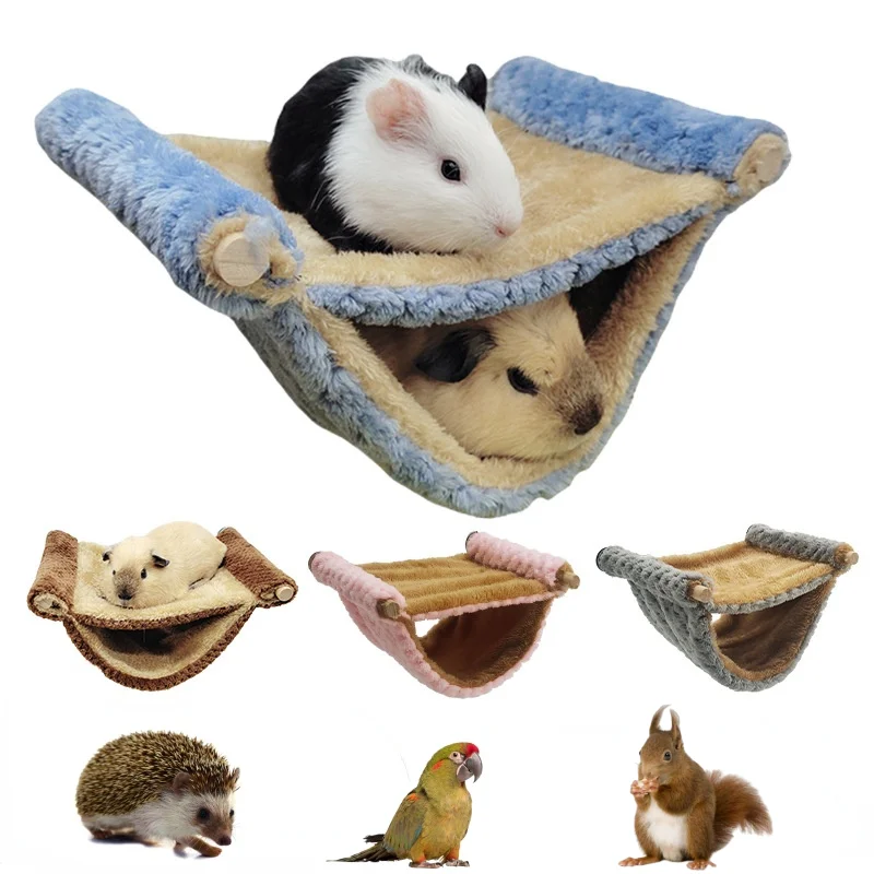 Guinea Pigs Warm Plush Hammock Nest Hamster Hanging Cotton Cave Hideaway Sugar Glider Sleeping Bed Small Animal Cage Accessories