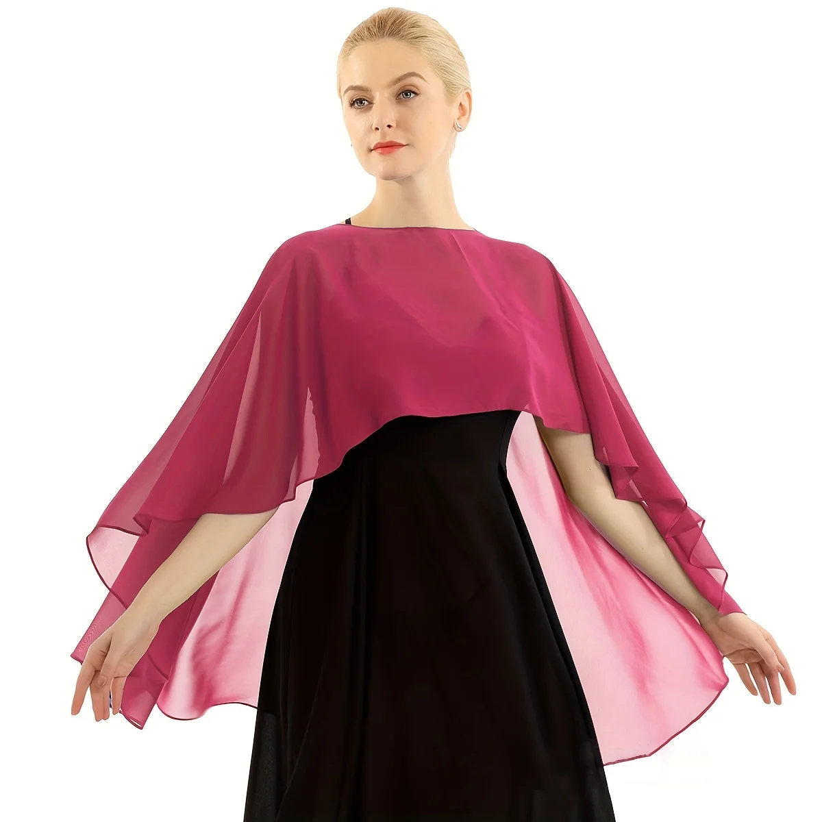 European and American New Evening Dress Shawl Pullover Cape Thin Chiffon Solid Color Scarf Sunscreen Breathable Single Color Wom