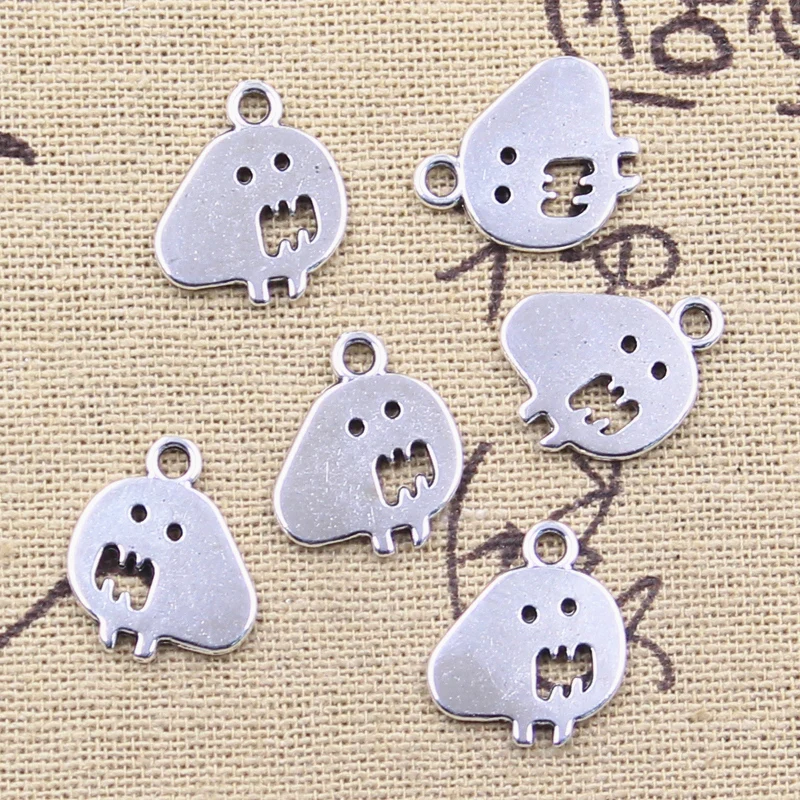 20pcs Charms Vampire Dracula Halloween Ghost 16x15mm Antique Silver Color Pendants DIY Making Findings Handmade Tibetan Jewelry