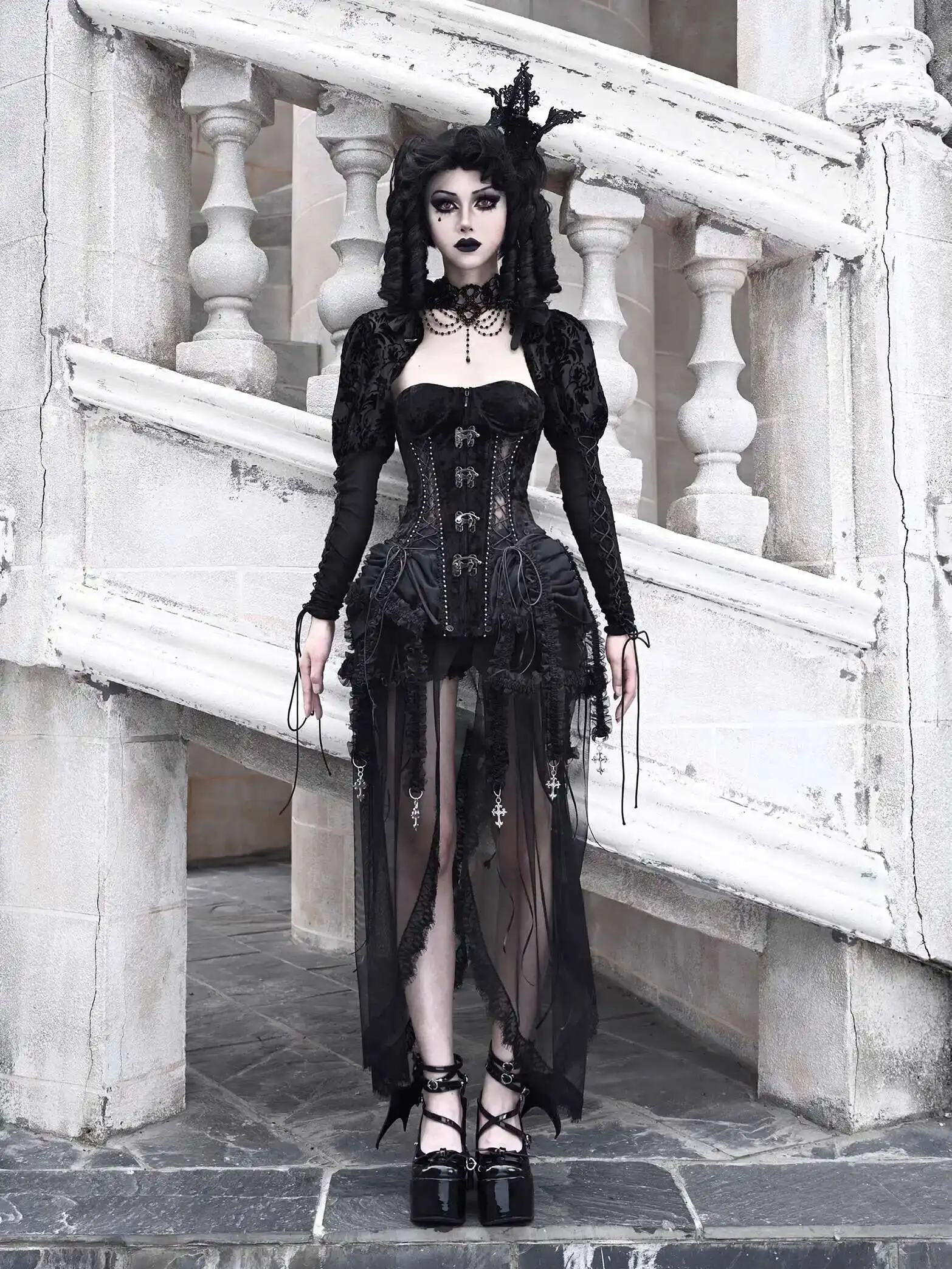 Blood giving ◆ Hell Alice Gothic Dark Atmosphere Fishbone Strap Birdcage Bundle Chest