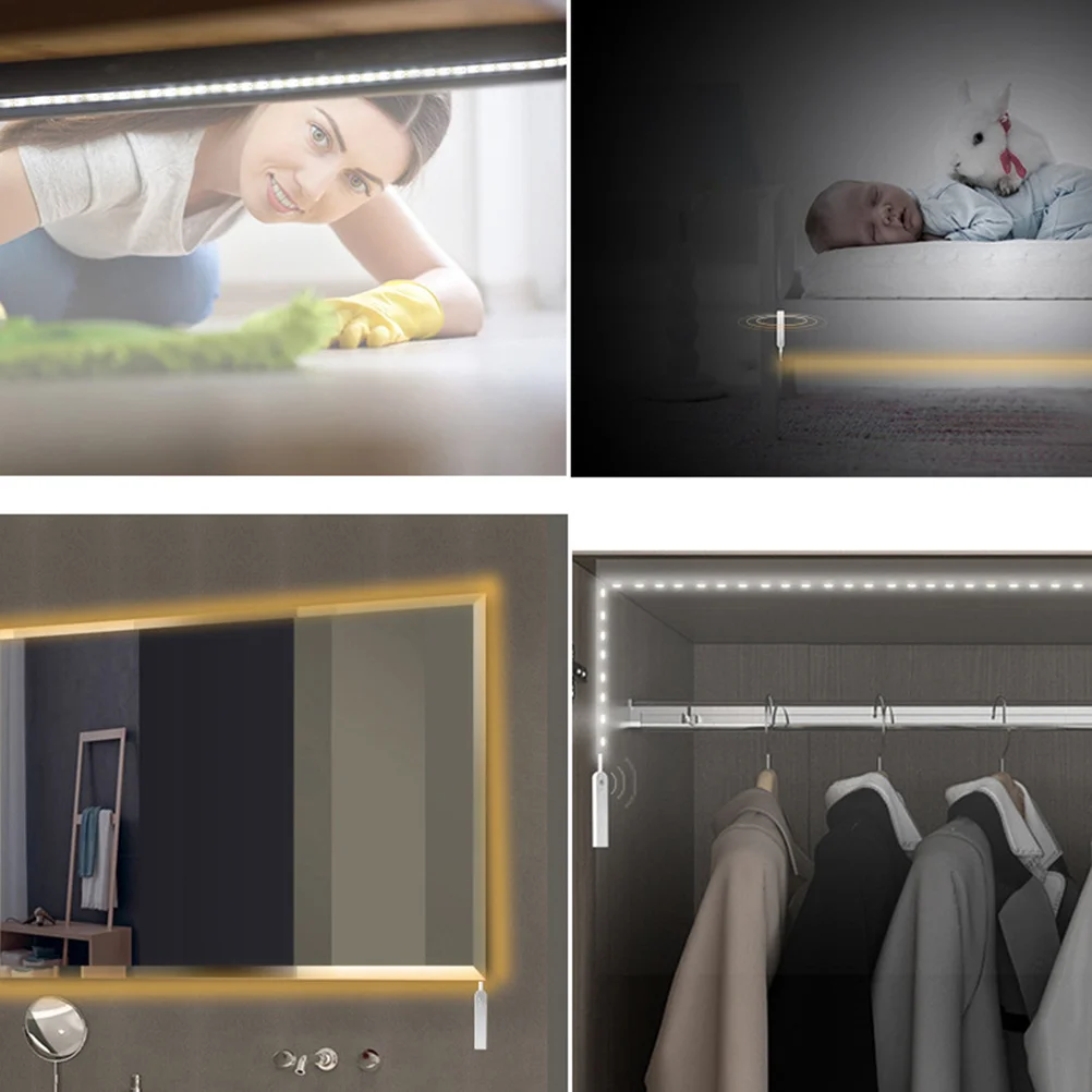 ไฟเซ็นเซอร์ตรวจจับความเคลื่อนไหวแบบไร้สาย 1 เมตร แสงวอร์มไวท์ สำหรับตู้เสื้อผ้า ตู้เก็บของ ลิ้นชัก ติดตั้งง่าย เปิด-ปิดอัตโนมัติในที่มืด