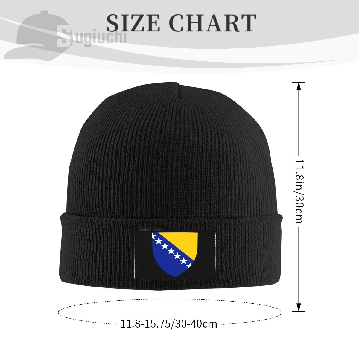 Emblem Of Bosnia And Herzegovina Country Top Print Men Women Unisex Knitted Hat Winter Autumn Beanie Cap Warm Bonnet