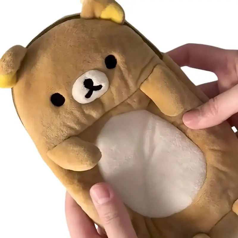 1PC Large Capacity Pen Bag Multifunctional Students Stationery Bag Cute Standing Posture Self Deprecating Bear Storage Pen Bag