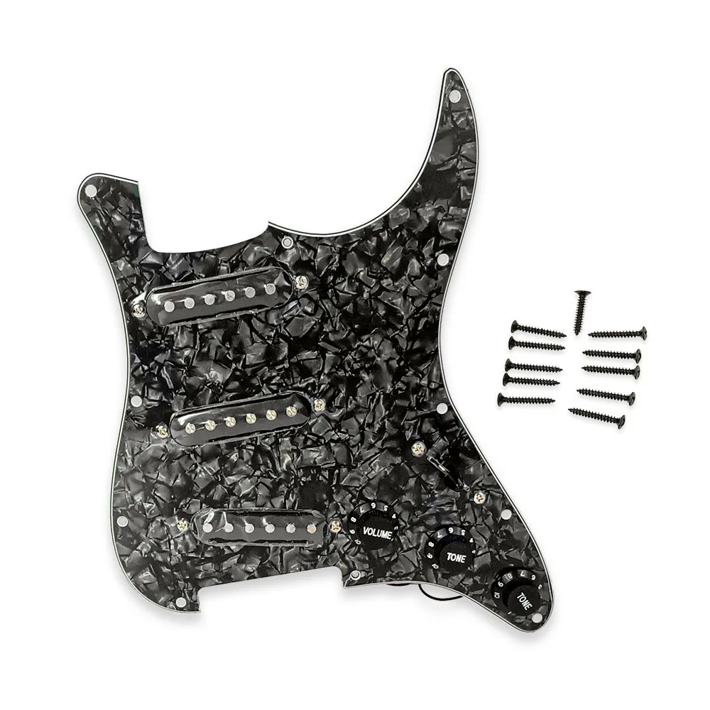 3-ply SSS Pre-wired Black Ceramic Electric Guitar Pickguard, Wholesale String Instrument Replacement Scratch Plate