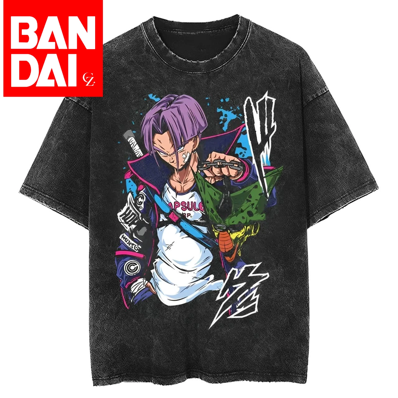 Dragon Ball Trunks Anime T-Shirt Herren Retro Washed Schwarz Streetwear Lässiges Baumwoll-Oberteil Sommer 2026