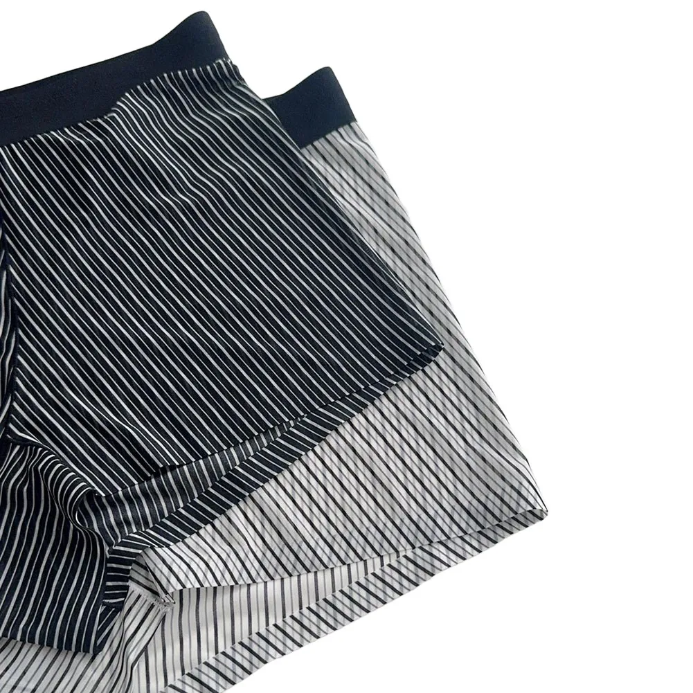 Boxers Underpants Men Striped Ice Silk Seamless Sheer Boxer Shorts U Convex Pouch Quick Drying Comfortable Underwear
