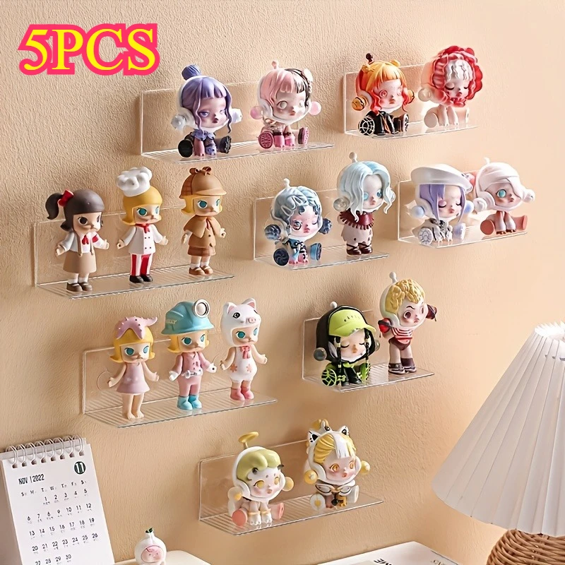 

5PCS wall mounted blind box storage display rack acrylic figurine storage box transparent small ornament display rack S/L