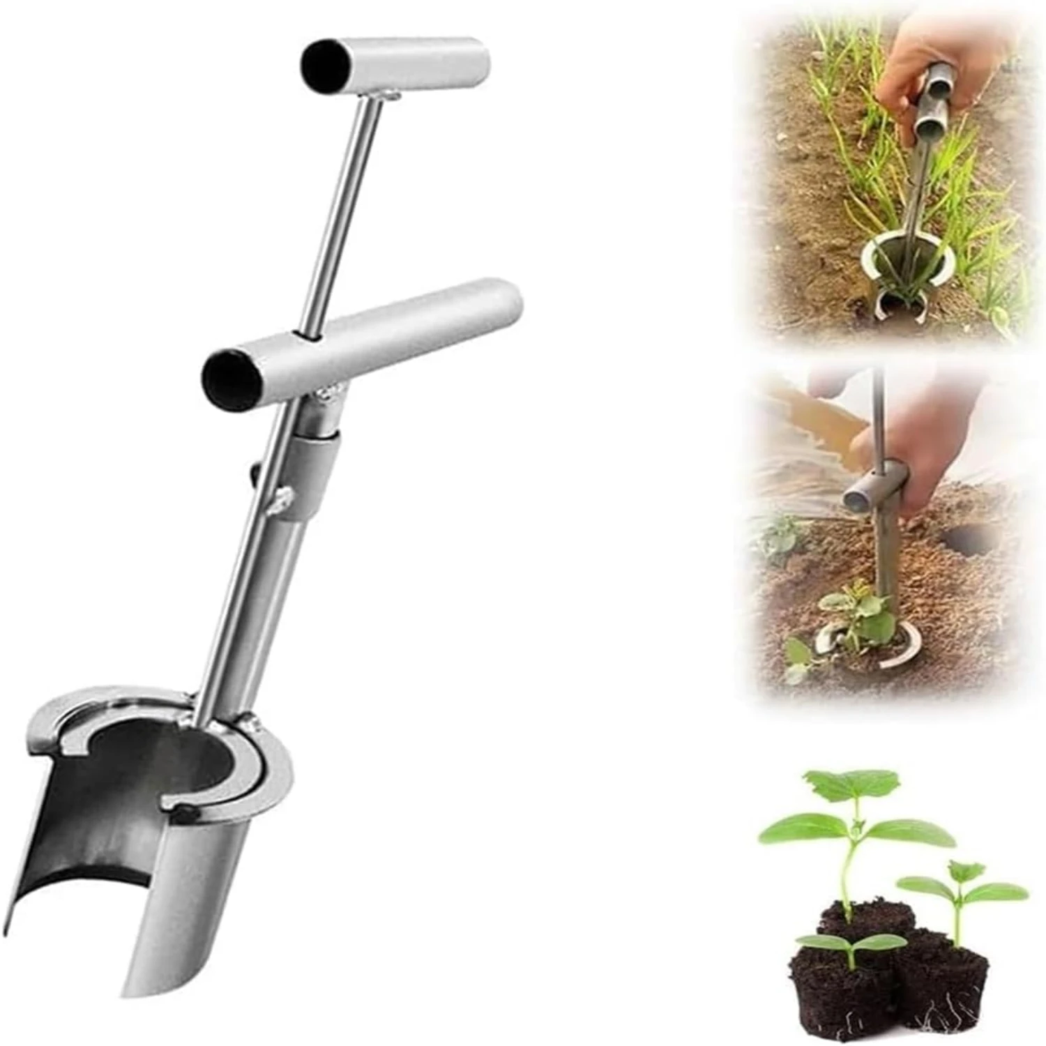 Efficient and Durable Stainless Steel Long-Handle Plant and Fruit Tree Seedling Transplanter - Upgrade to 2024 Model for Effortl