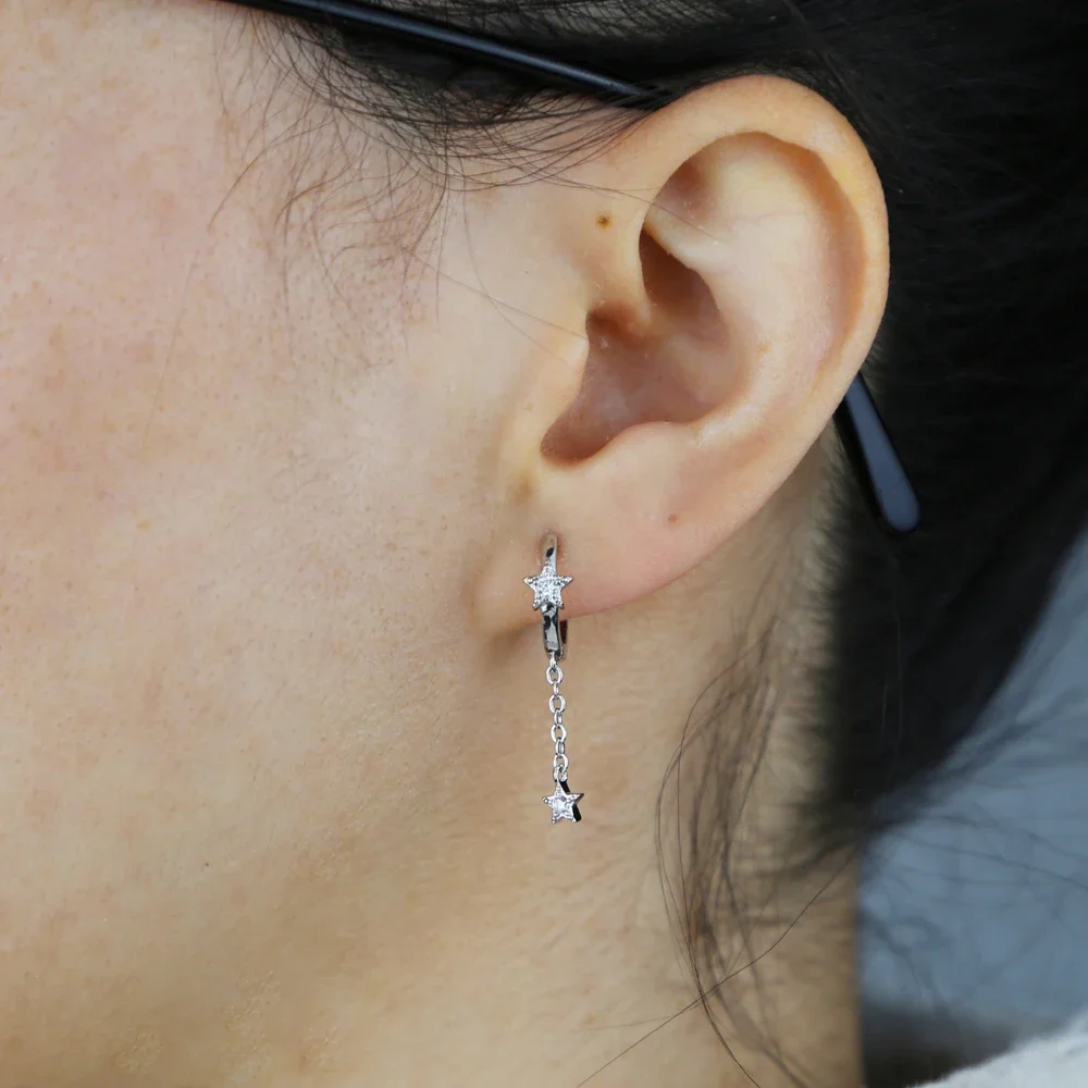 أقراط Micro Pave Bling Cz ذات نجمة خماسية متألقة للنساء، هدية عيد الحب عالية الجودة #5