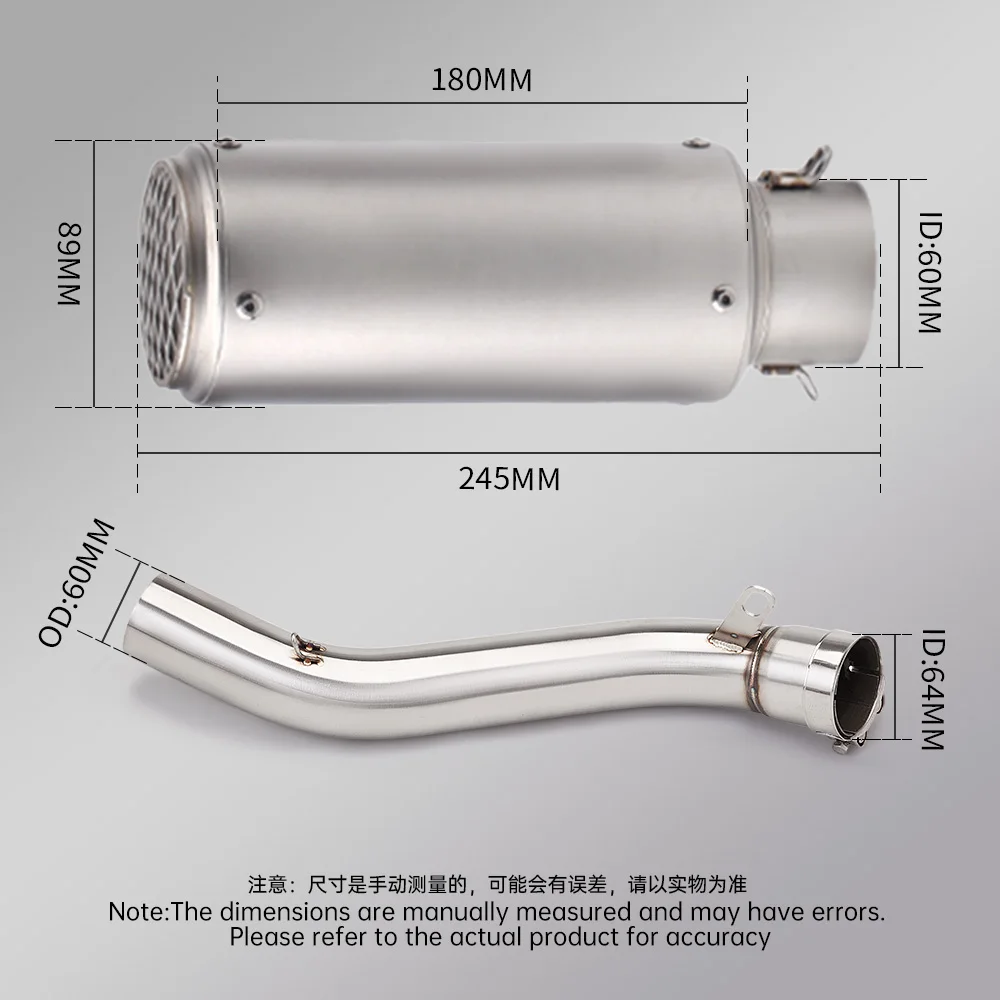 

60mm Mid Link Pipe muffer Slip On for CBR650R CB650F CBR650F Motorcycle Exhaust Escape Systems Connect 2014-2025
