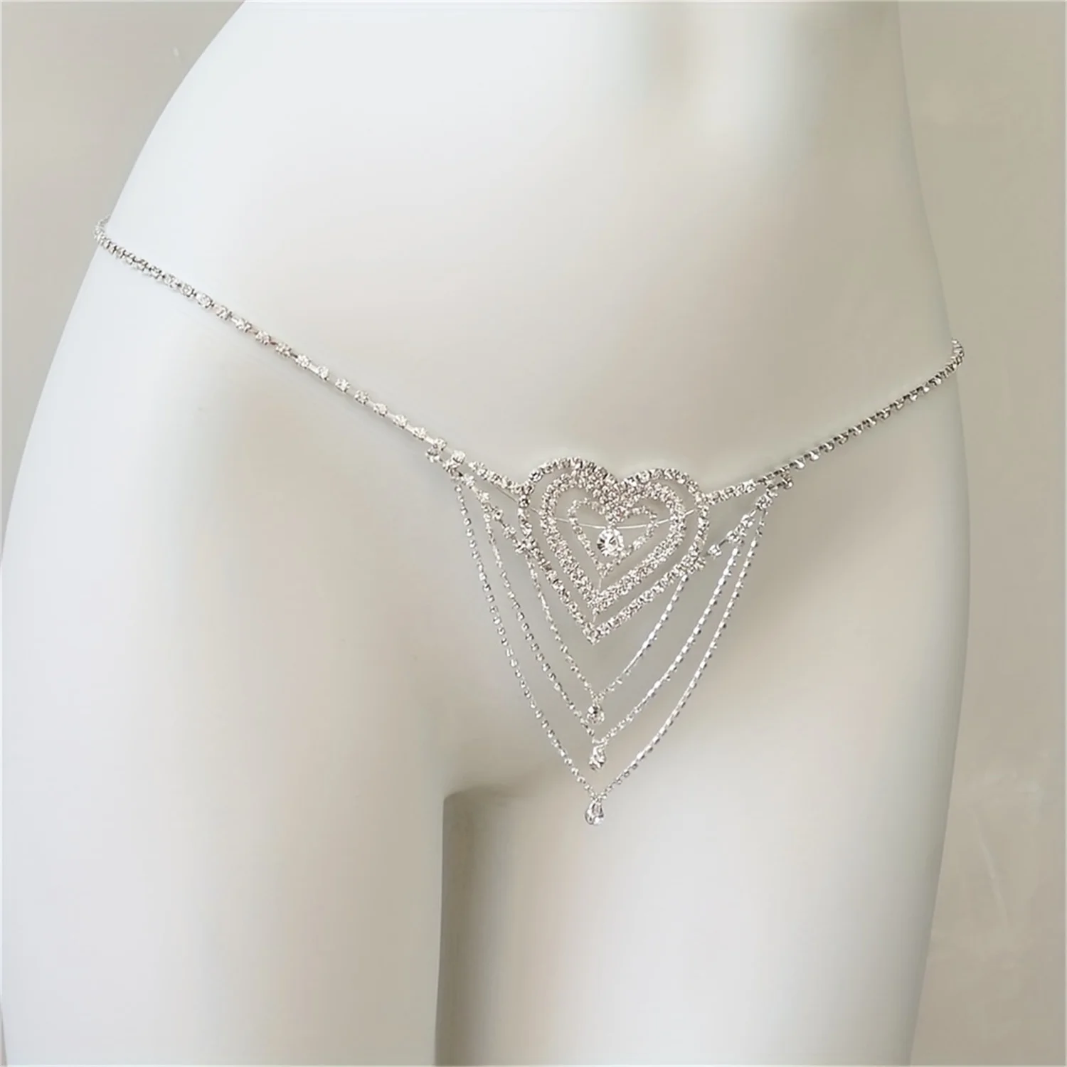 سلسلة خصر ذات طبقات على شكل قلب للشاطئ الصيفي، تصميم مجوهرات البطن، زينة الورك للحفلات، سلسلة الجسم اليومية