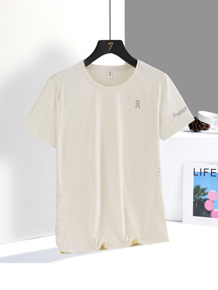 

Qui Dry Ice Silk Elastic Удобная летняя женская круглая одежда Ne ort Sve T irt для бега Plang ow Одежда Fitn B...