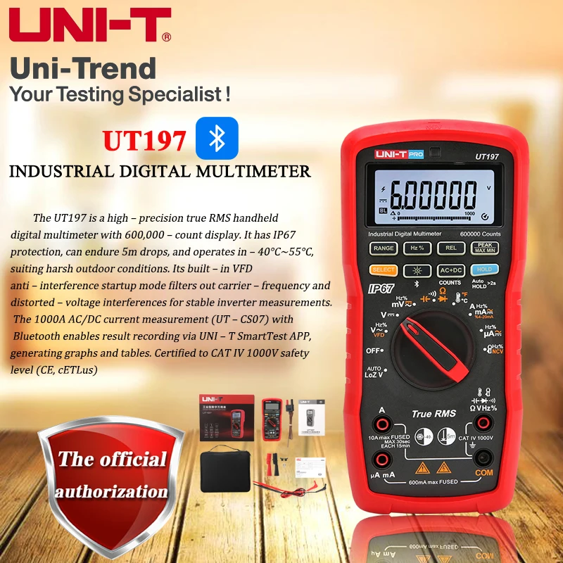 UNI-T Smart Industrial True RMS Digital Multimeter UT197; Bluetooth Communication/Low-Pass Filter VFD/LoZ Low Impedance