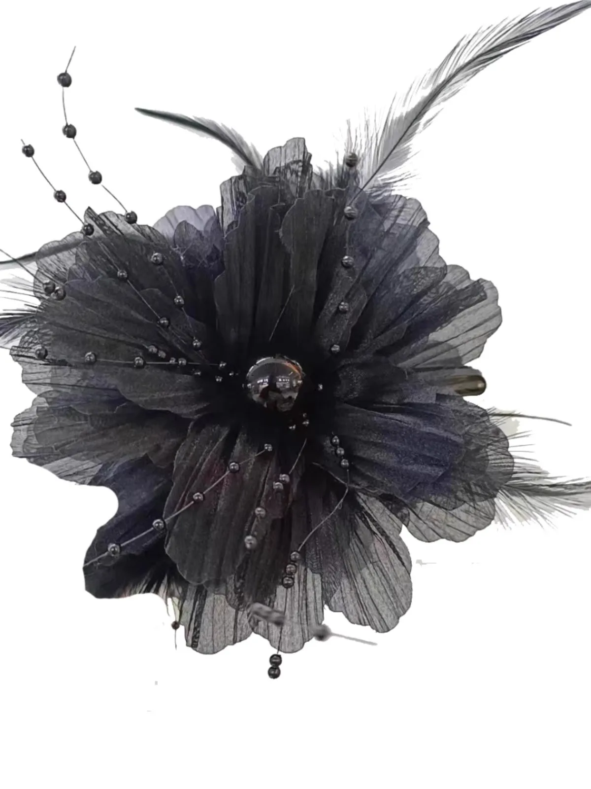 Female Black Flower Mesh Decorate Shark Hair Claws ladies New Hair Headwear Accessories  Fashion Versatile for Women Girls