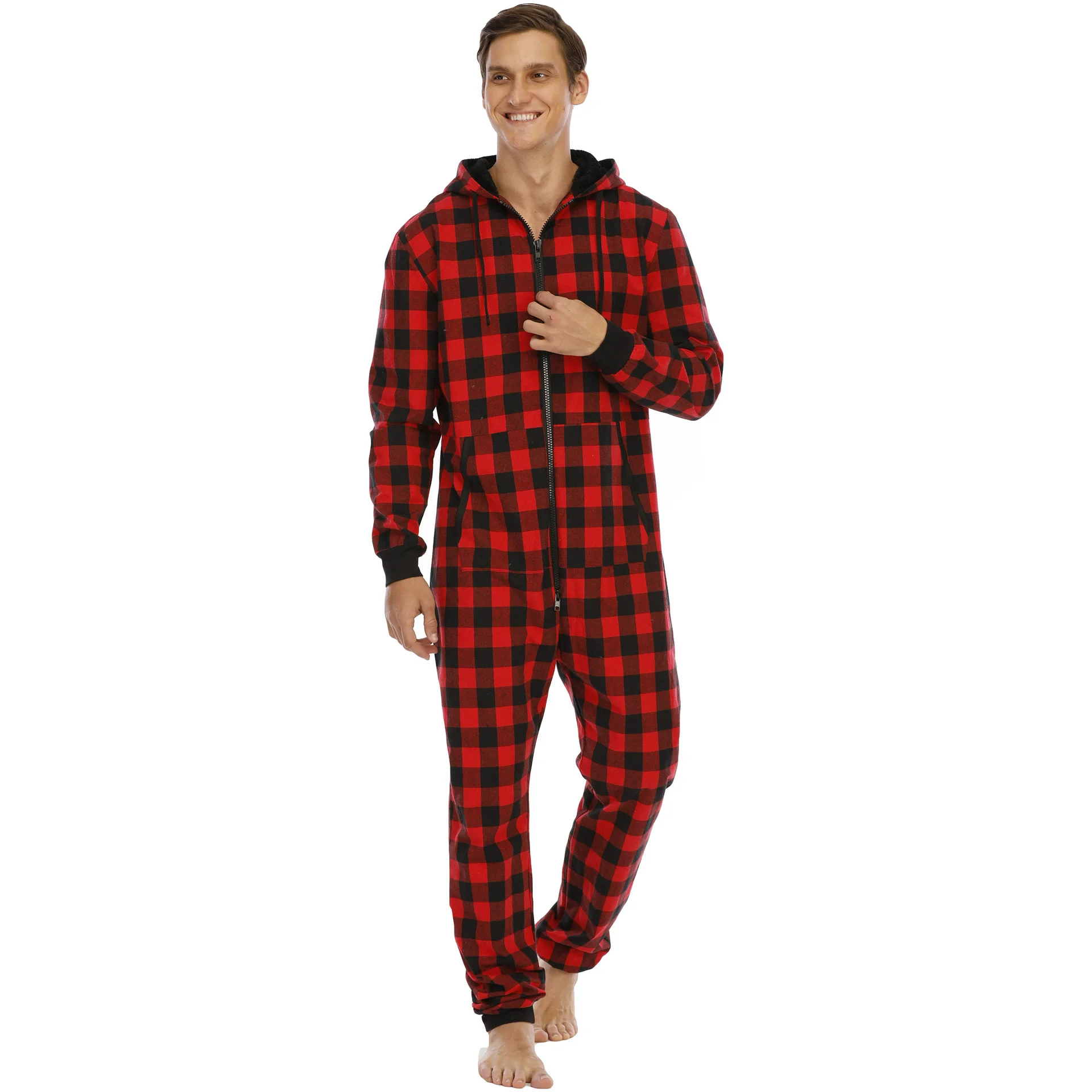 

Autumn Winter Men Jumpsuit Pajama Home Clothes Loose Casua Hooded Onesies Sleepwear Loungewear Sports Outwear Outfit