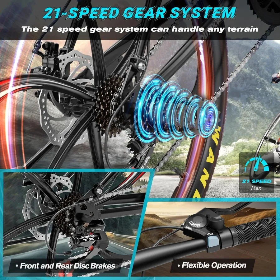 26 دراجة جبلية قابلة للطي للبالغين والمراهقين 21 سرعة تعليق كامل مع إطار فولاذي عالي الكربون فرامل قرصية مزدوجة سريعة الإصدار