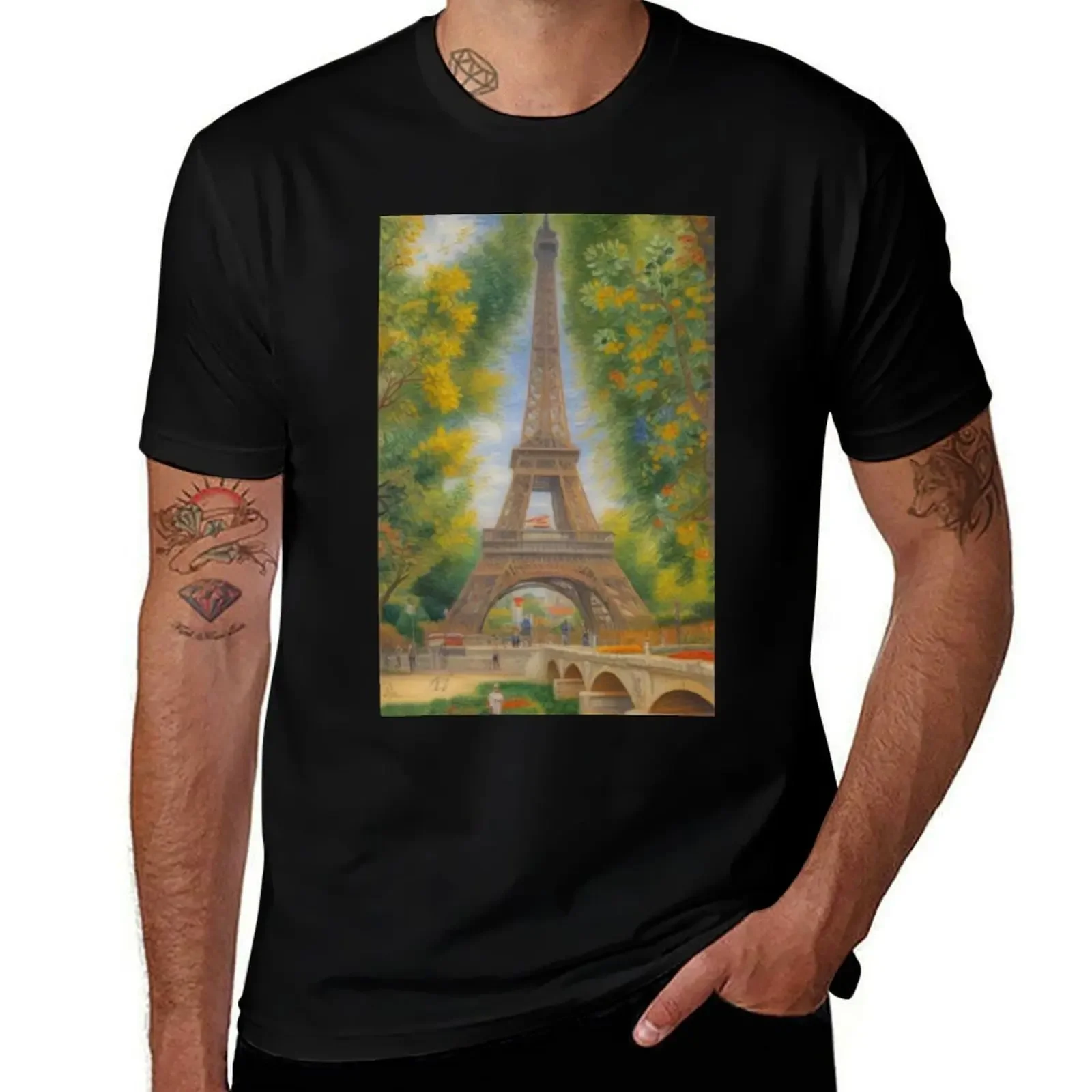 

The Eiffel Tower, Renoir Style T-Shirt anime figures football t shirt animal prinfor boys mens t shirts