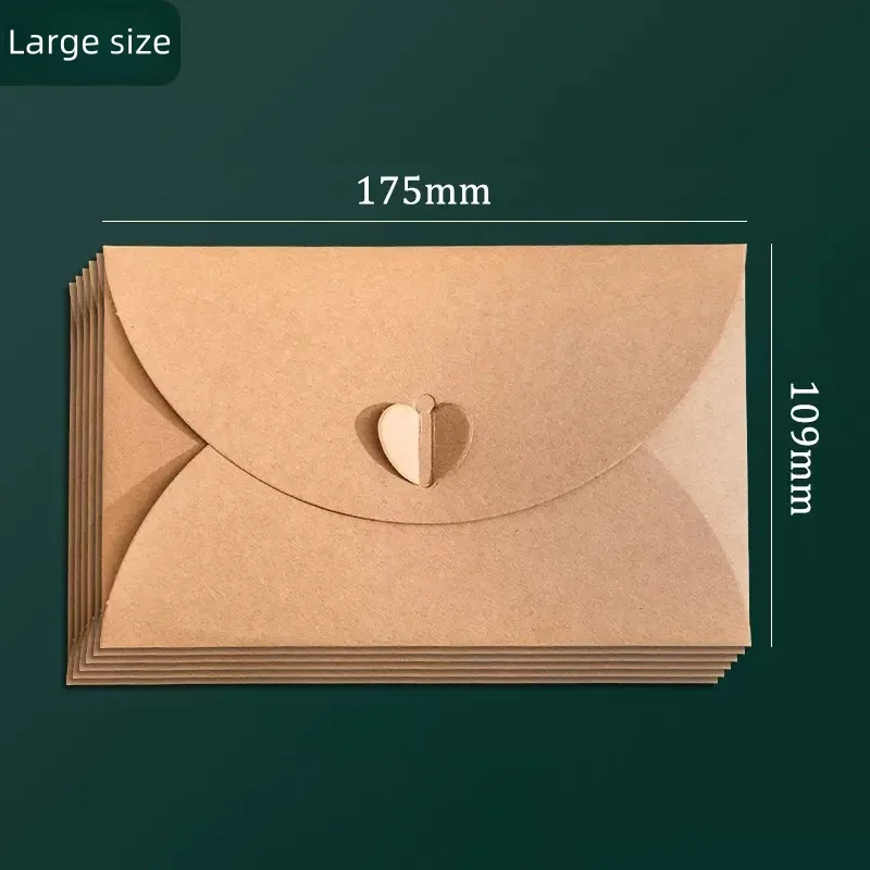 20pcs Japanese Kraft Paper Heart Envelopes - Vintage Ins Aesthetic for Couples Love Letters, European Style Creative Pouch