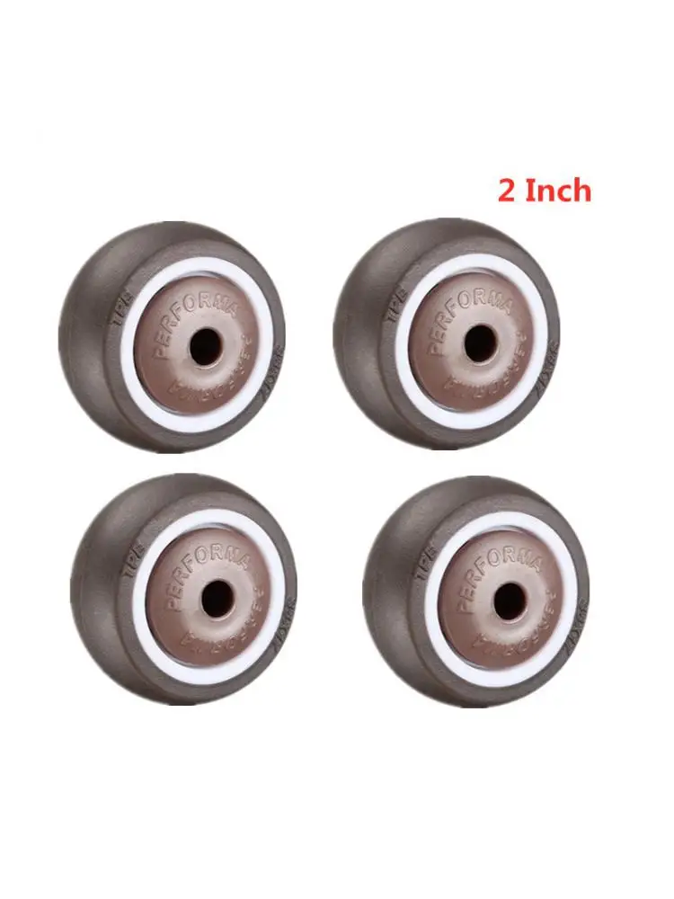 

4 Pcs/Lot 2 Inch Brown Single Caster TPE Rubber Wheel Wear-Resistant Silent Universal Accessories Pulley