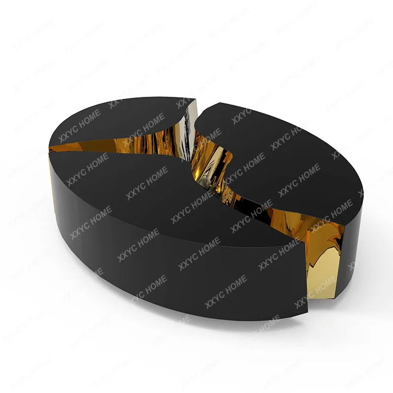 

simple coffee table hotel clubhouse crack stainless steel special-shaped metal