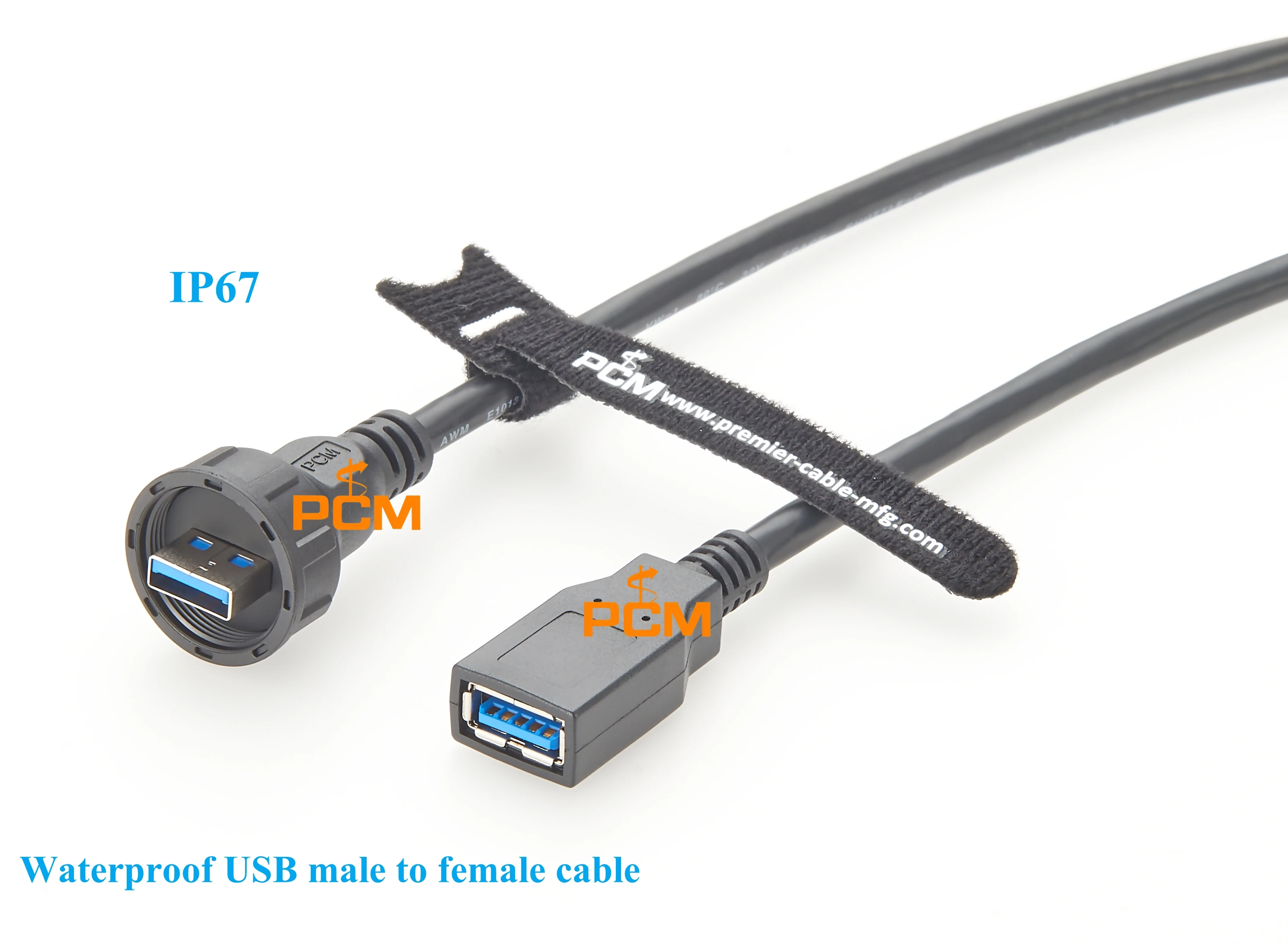 IP67 Waterproof USB 3.0 Cable 5Gbps Male to Female Cable Moisture-Proof USB-A Male Connector for Outdoor Wet Environment