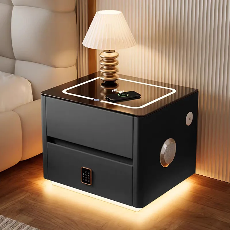 Table de chevet intelligente, chambre à coucher, luxe léger et petite table de chevet audio à chargement sans fil haut de gamme