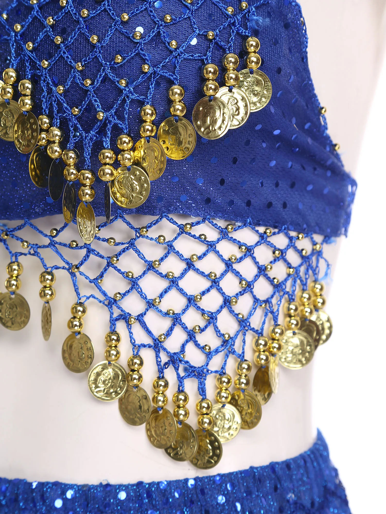 Vrouwen Buikdans Outfit 2-delige Metallic Kwastje Zoom Bh En Rokken Set Arabische Prinses Kostuum voor Halloween Cosplay
