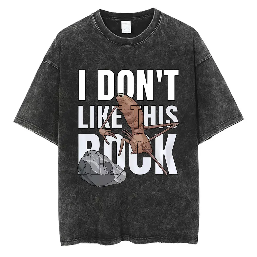 Washed Vintage I Dont Like This Rock T Shirt Marcus The Worm Funny Meme T-shirt Men Women Casual Cotton T-shirts Oversized Tops