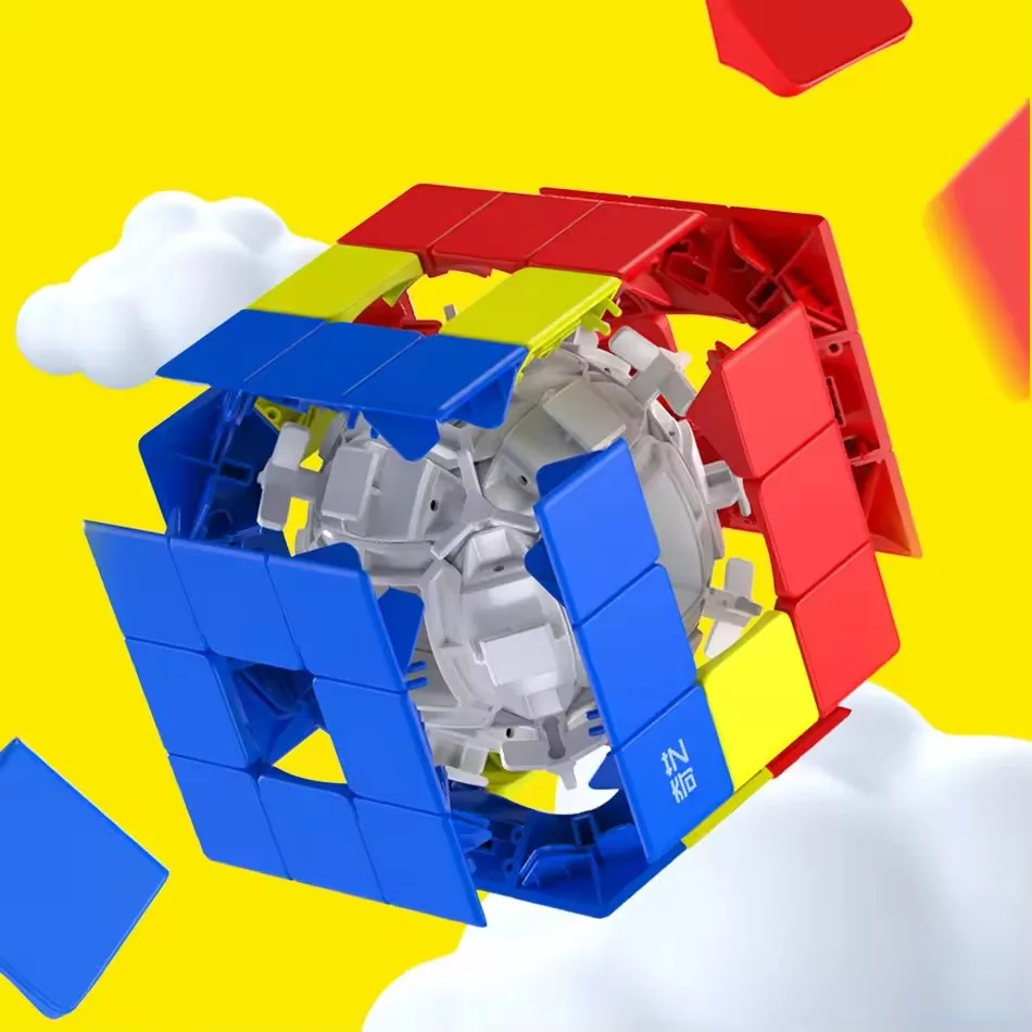 Qiyi Kubus Ajaib Berongga 3X3 Mainan Fidget Kecepatan Tanpa Stiker Profesional Hadiah Mainan Puzzle Cubo Magico Sandwich Berongga 3X3