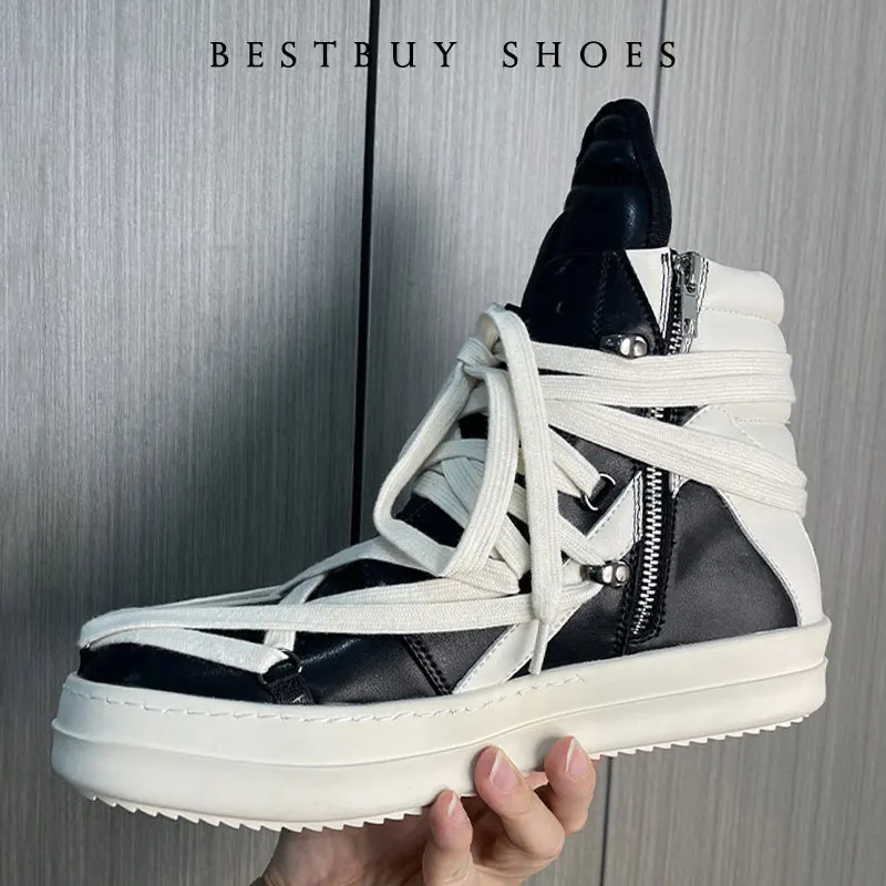 

Size 38-46 Cross Strap High Top Sneakers PlatformMen's Casual Boot Shoes Women Sneakers Designer Flats Ankle Botas