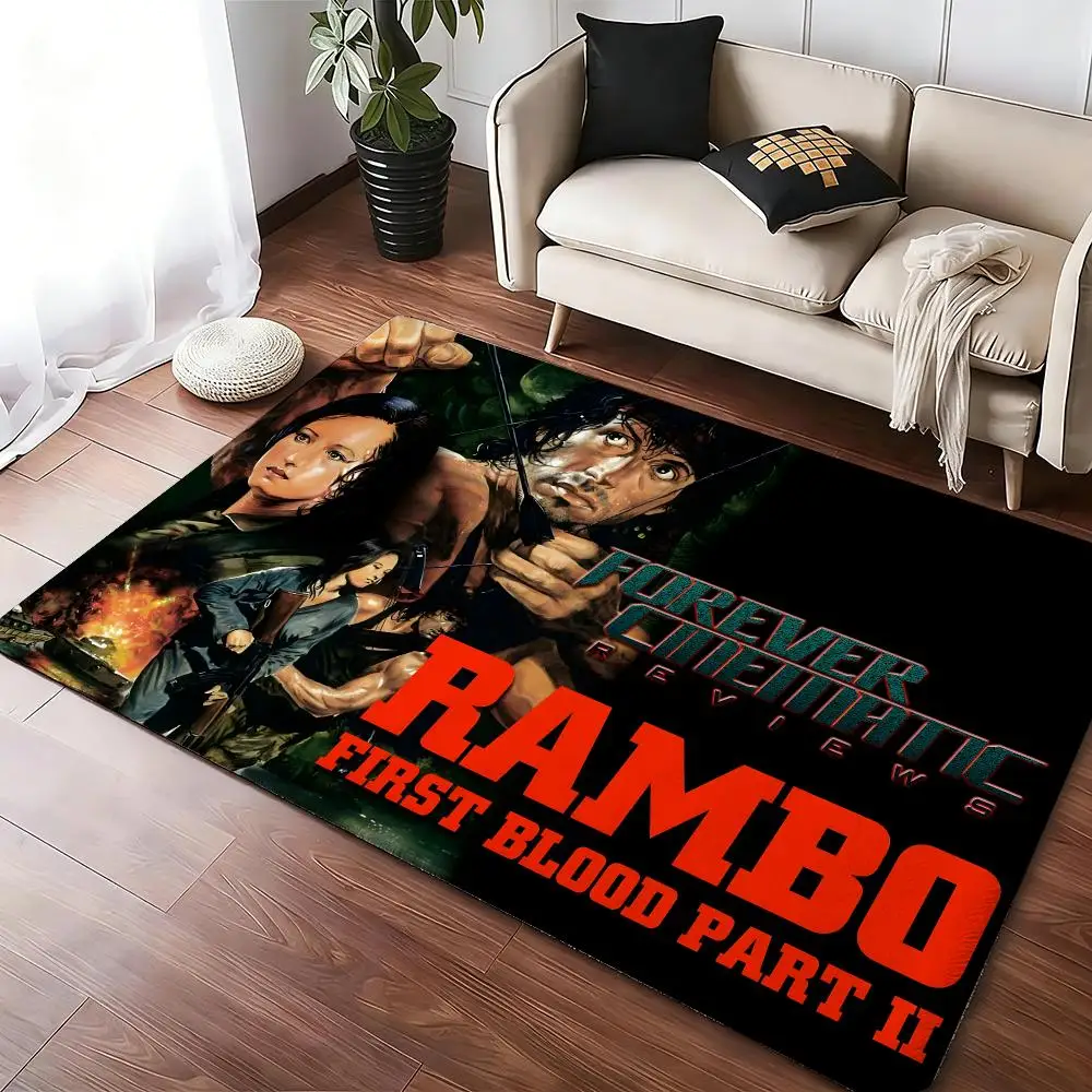 Rambo First Blood Classic Movie Floor Mat Soft Thickened Absorbent Non-Slip Bedroom Living Room Door Mat Home Decor Flannel Rugs