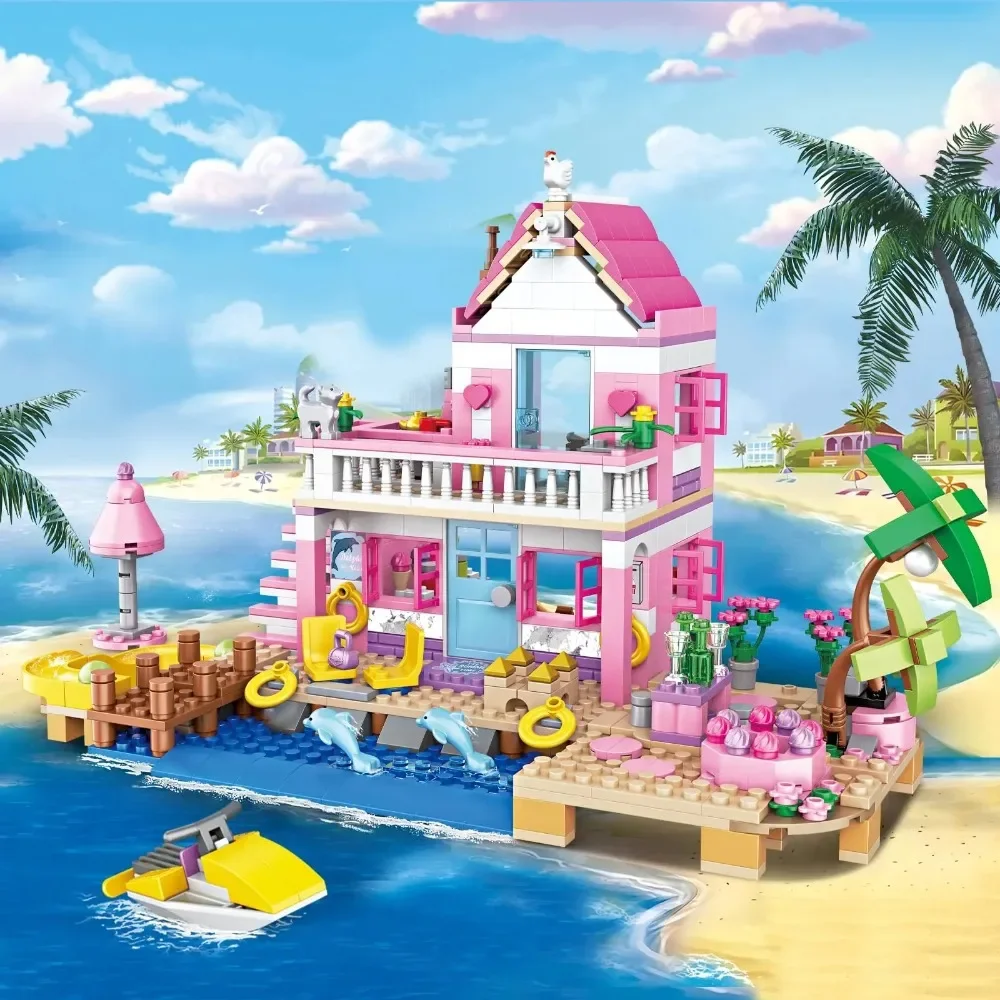 Meisjes Kust Prinses Kasteel Bouwstenen Vriendschapshuis Model Figuren Bakstenen Klassiek Speelgoed voor Kerstcadeau voor kinderen