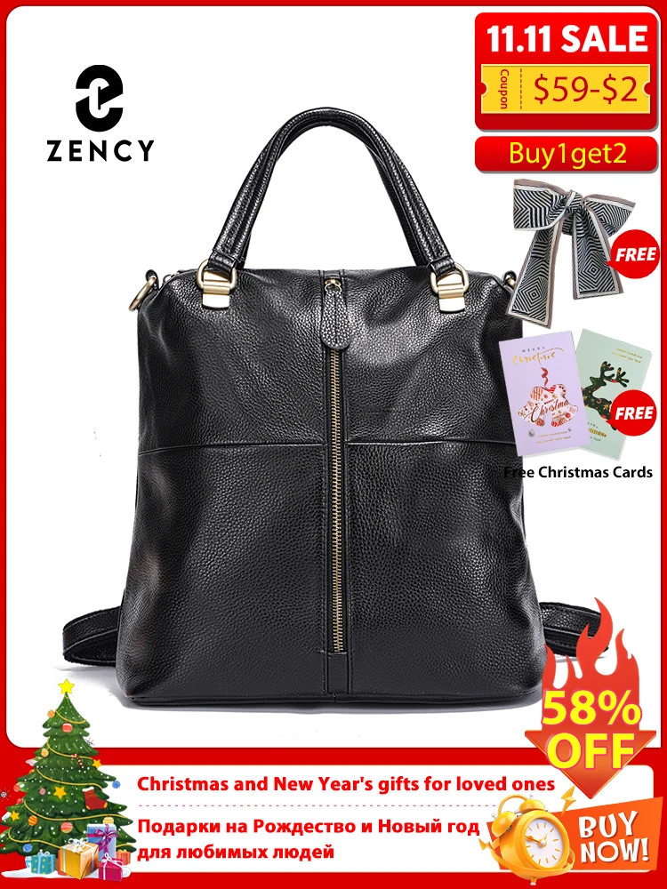 

Zency винтажный рюкзак из натуральной кожи для женщин, противоугонный школьный дорожный рюкзак большой вместимости, через плечо, верхняя ручка