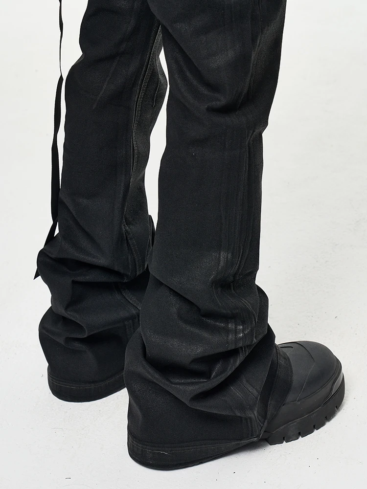 CWHAT High Street RO Sle Loose Fit Heren Jeans Vloerlengte Wax Treaent Micro Uitlopende Broek Casual Jeugd Faion