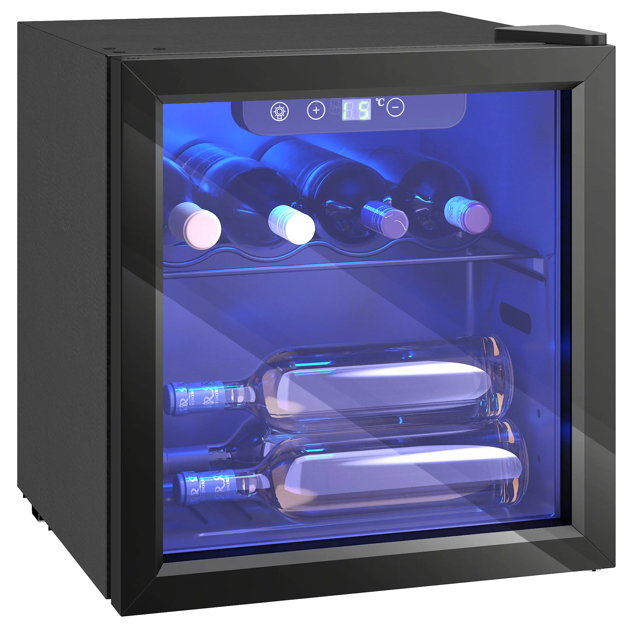HOMCOM Vinoteca para 12 botellas, 36L, refrigerador para vinos y bebidas con temperatura ajustable de 4-16 grados. ° Puerta reversible C, negra