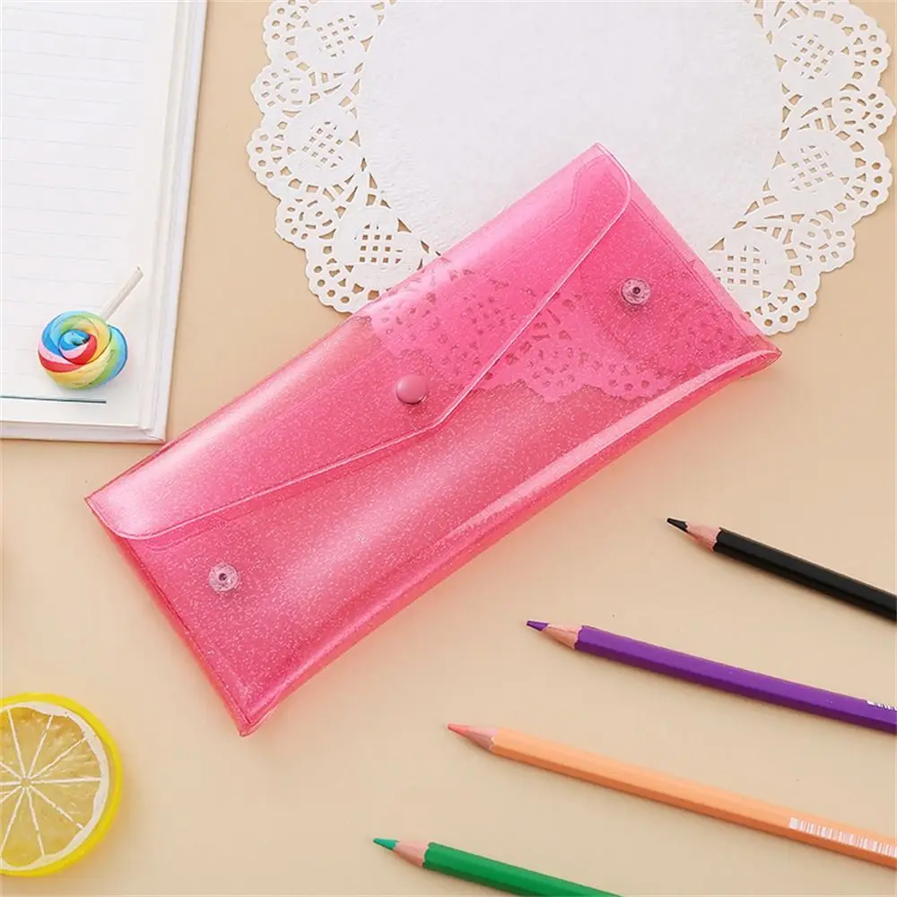 Glitter PVC Pencil Bags Transparent Waterproof Pencil Case Multifunction Colorful Stationary Organizer Desk Accessoriesback