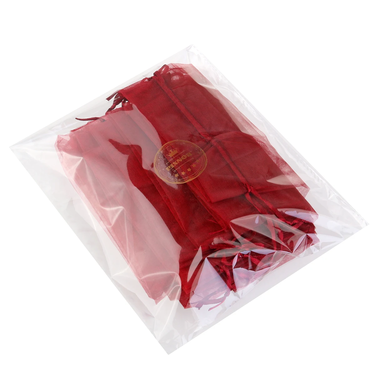 

10Pcs Wine Red Organza Gift Bags Sheer Satin Drawstring Wine Bottle Covers Party Bottle Wraps for Gourmet Candles Lotions